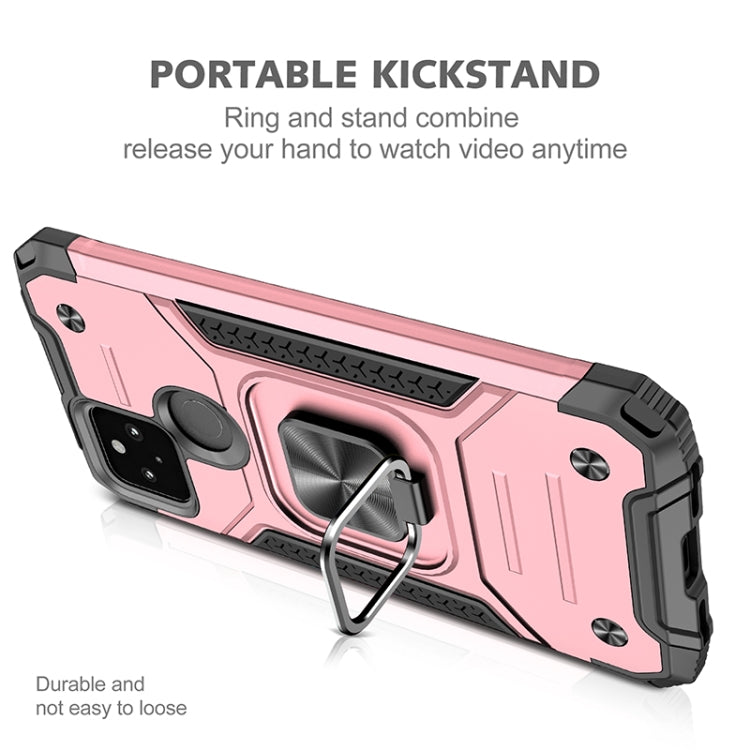 For Google Pixel 5 Magnetic Armor Shockproof TPU + PC Case with Metal Ring Holder