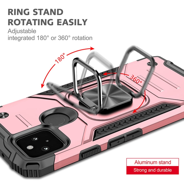 For Google Pixel 5 Magnetic Armor Shockproof TPU + PC Case with Metal Ring Holder