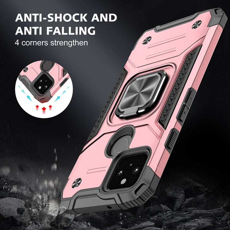 For Google Pixel 5 Magnetic Armor Shockproof TPU + PC Case with Metal Ring Holder