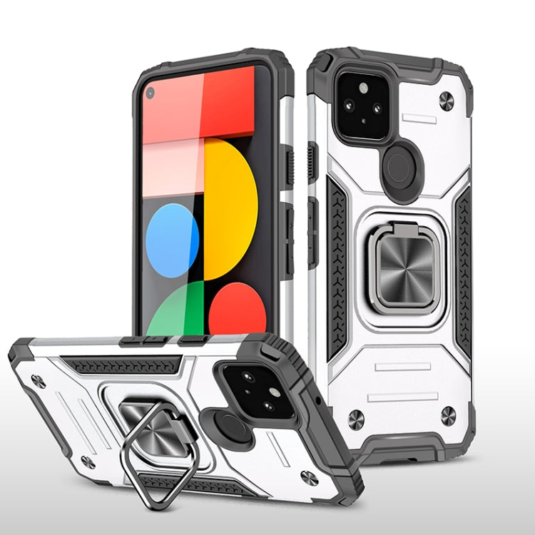 For Google Pixel 5 Magnetic Armor Shockproof TPU + PC Case with Metal Ring Holder
