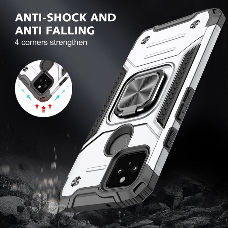 For Google Pixel 5 Magnetic Armor Shockproof TPU + PC Case with Metal Ring Holder