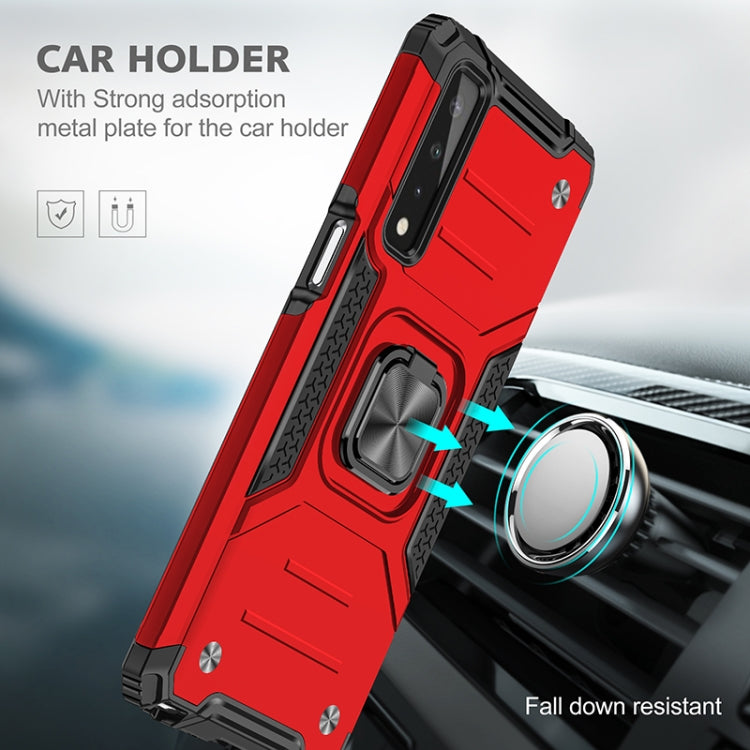 For LG Stylo 7 5G Magnetic Armor Shockproof TPU + PC Case with Metal Ring Holder