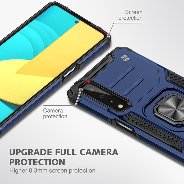 For LG Stylo 7 5G Magnetic Armor Shockproof TPU + PC Case with Metal Ring Holder