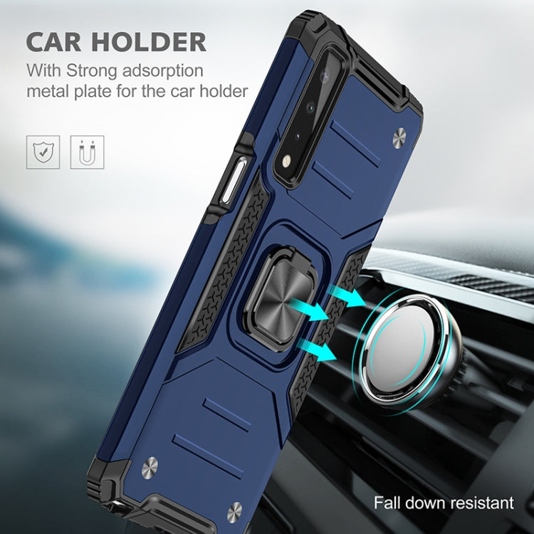 For LG Stylo 7 5G Magnetic Armor Shockproof TPU + PC Case with Metal Ring Holder
