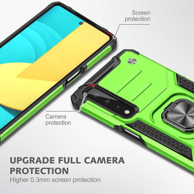 For LG Stylo 7 5G Magnetic Armor Shockproof TPU + PC Case with Metal Ring Holder