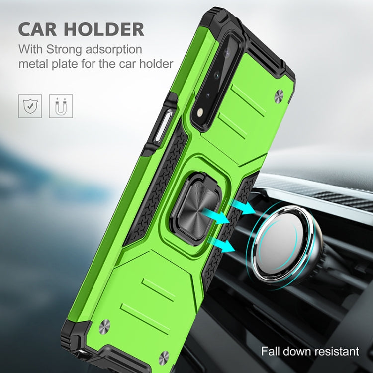 For LG Stylo 7 5G Magnetic Armor Shockproof TPU + PC Case with Metal Ring Holder