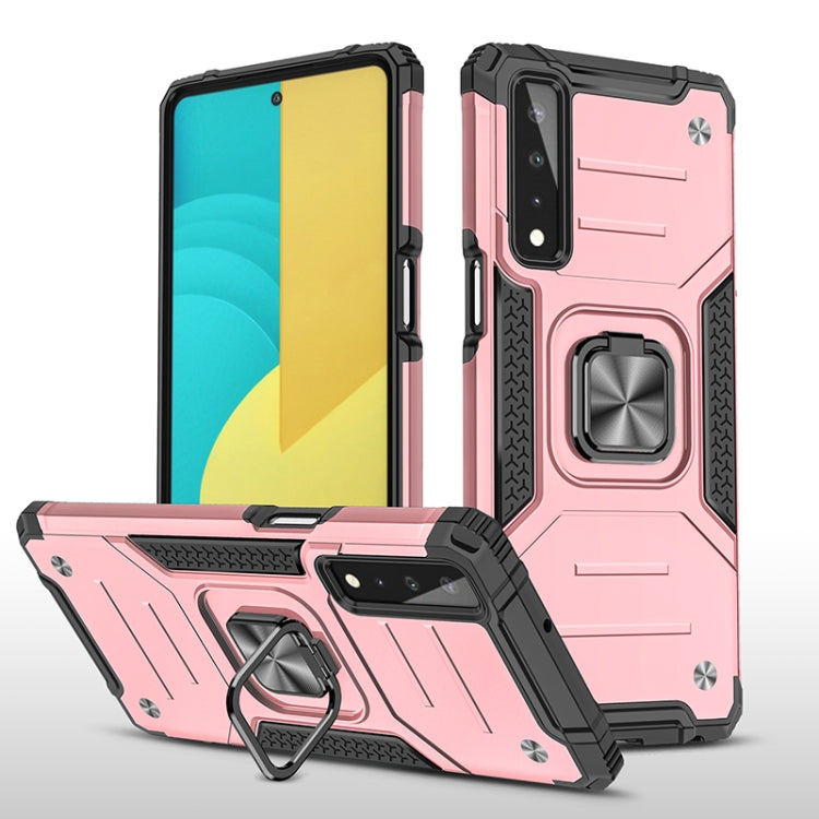 For LG Stylo 7 5G Magnetic Armor Shockproof TPU + PC Case with Metal Ring Holder