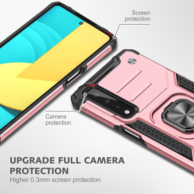 For LG Stylo 7 5G Magnetic Armor Shockproof TPU + PC Case with Metal Ring Holder