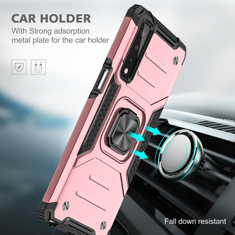 For LG Stylo 7 5G Magnetic Armor Shockproof TPU + PC Case with Metal Ring Holder