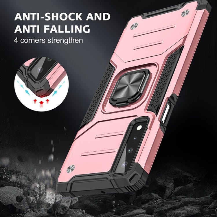 For LG Stylo 7 5G Magnetic Armor Shockproof TPU + PC Case with Metal Ring Holder