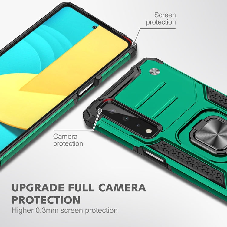 For LG Stylo 7 5G Magnetic Armor Shockproof TPU + PC Case with Metal Ring Holder