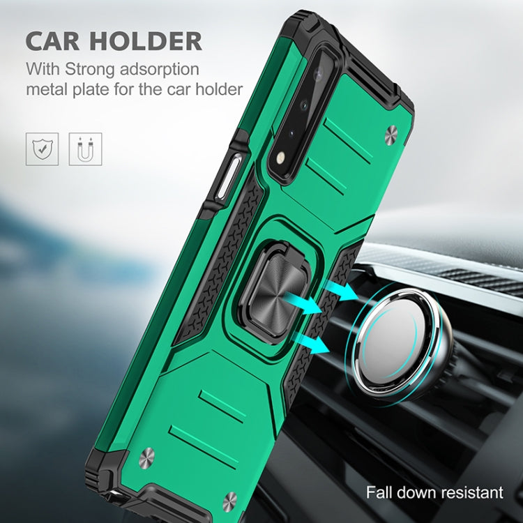 For LG Stylo 7 5G Magnetic Armor Shockproof TPU + PC Case with Metal Ring Holder