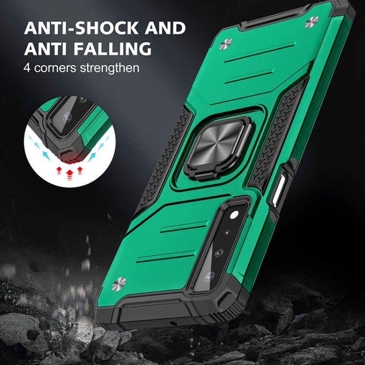 For LG Stylo 7 5G Magnetic Armor Shockproof TPU + PC Case with Metal Ring Holder