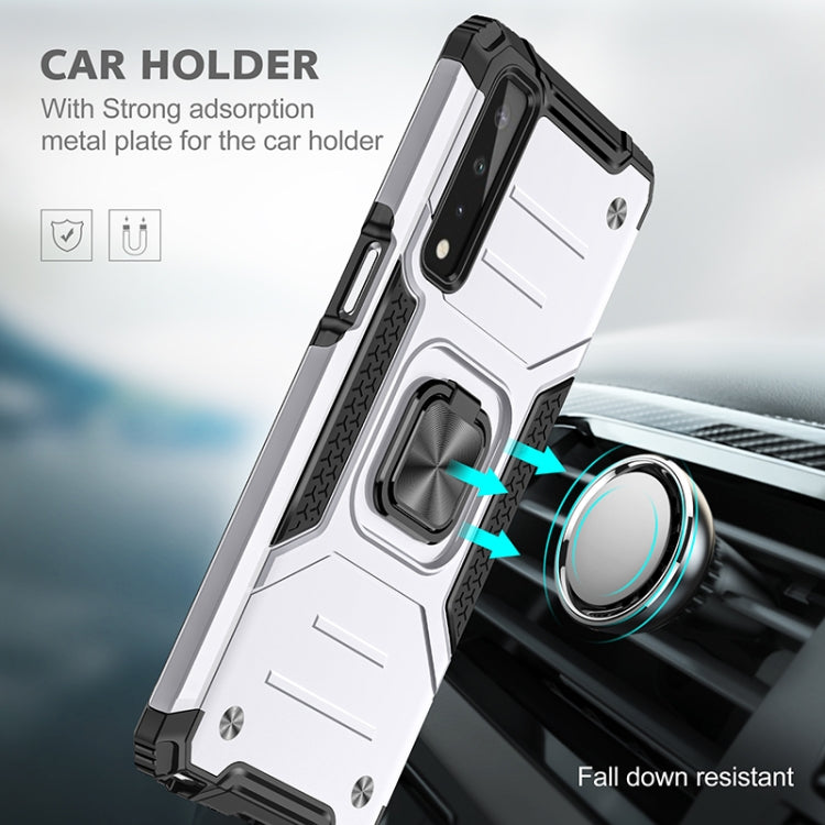 For LG Stylo 7 5G Magnetic Armor Shockproof TPU + PC Case with Metal Ring Holder