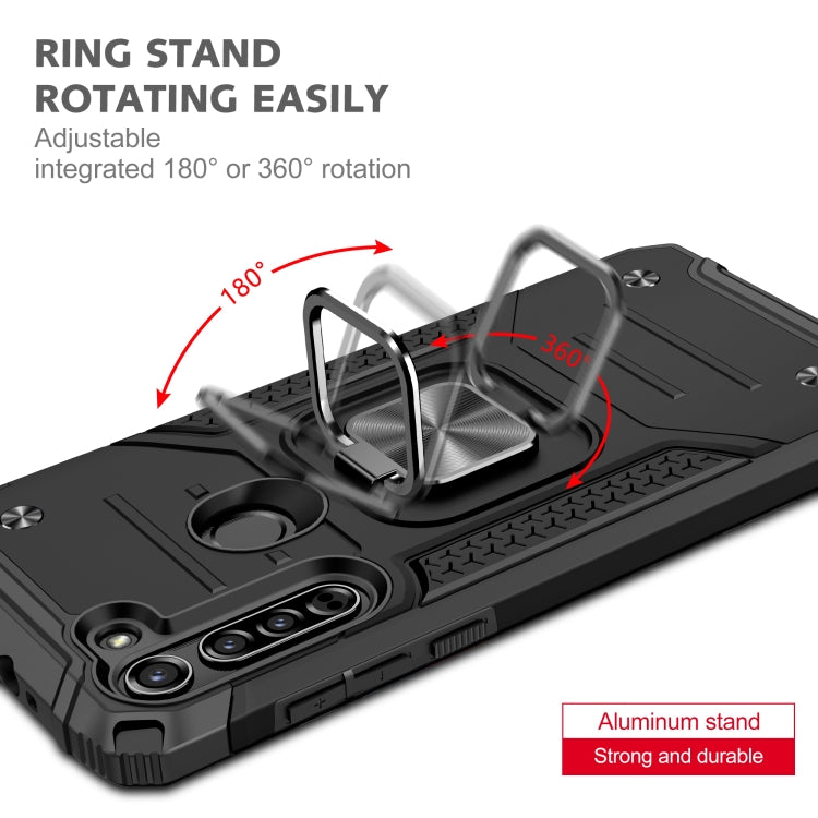 For Motorola Moto G8 Magnetic Armor Shockproof TPU + PC Case with Metal Ring Holder