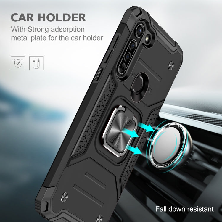 For Motorola Moto G8 Magnetic Armor Shockproof TPU + PC Case with Metal Ring Holder