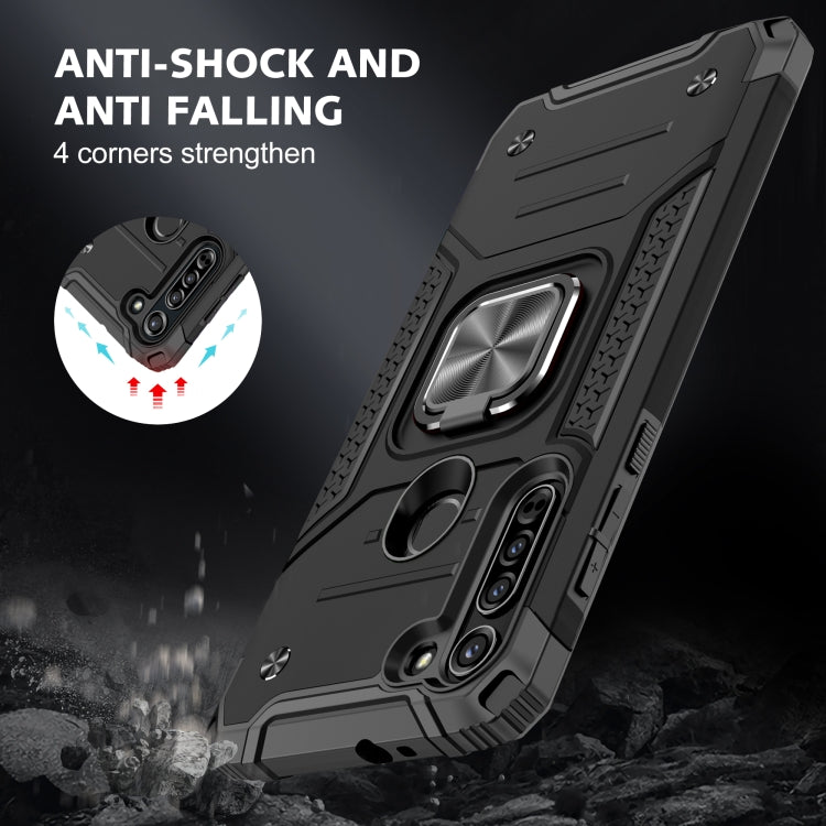 For Motorola Moto G8 Magnetic Armor Shockproof TPU + PC Case with Metal Ring Holder