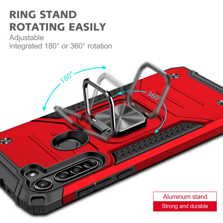 For Motorola Moto G8 Magnetic Armor Shockproof TPU + PC Case with Metal Ring Holder