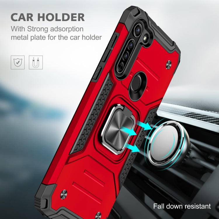 For Motorola Moto G8 Magnetic Armor Shockproof TPU + PC Case with Metal Ring Holder