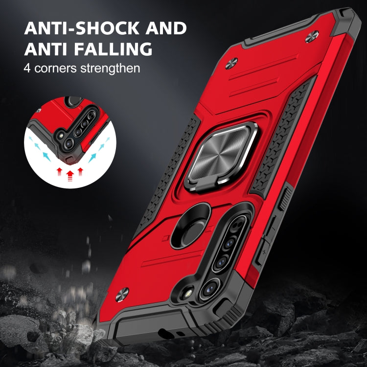 For Motorola Moto G8 Magnetic Armor Shockproof TPU + PC Case with Metal Ring Holder