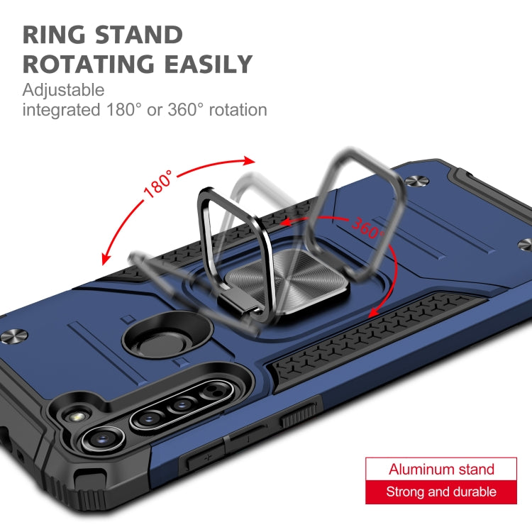 For Motorola Moto G8 Magnetic Armor Shockproof TPU + PC Case with Metal Ring Holder