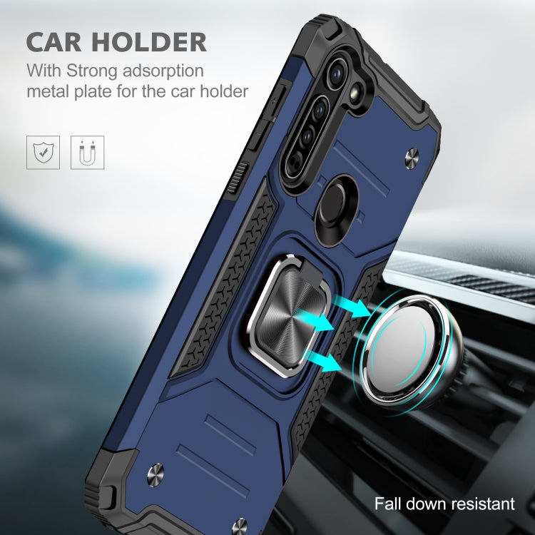 For Motorola Moto G8 Magnetic Armor Shockproof TPU + PC Case with Metal Ring Holder