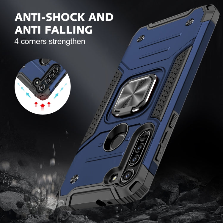 For Motorola Moto G8 Magnetic Armor Shockproof TPU + PC Case with Metal Ring Holder
