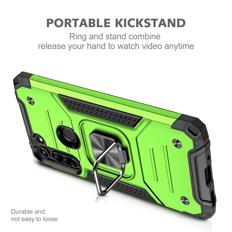 For Motorola Moto G8 Magnetic Armor Shockproof TPU + PC Case with Metal Ring Holder