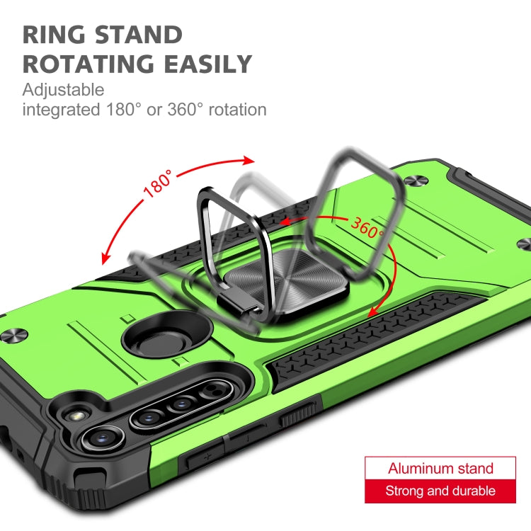For Motorola Moto G8 Magnetic Armor Shockproof TPU + PC Case with Metal Ring Holder