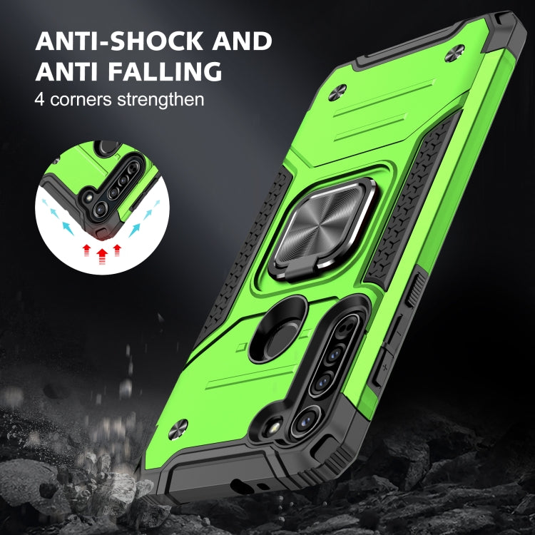 For Motorola Moto G8 Magnetic Armor Shockproof TPU + PC Case with Metal Ring Holder