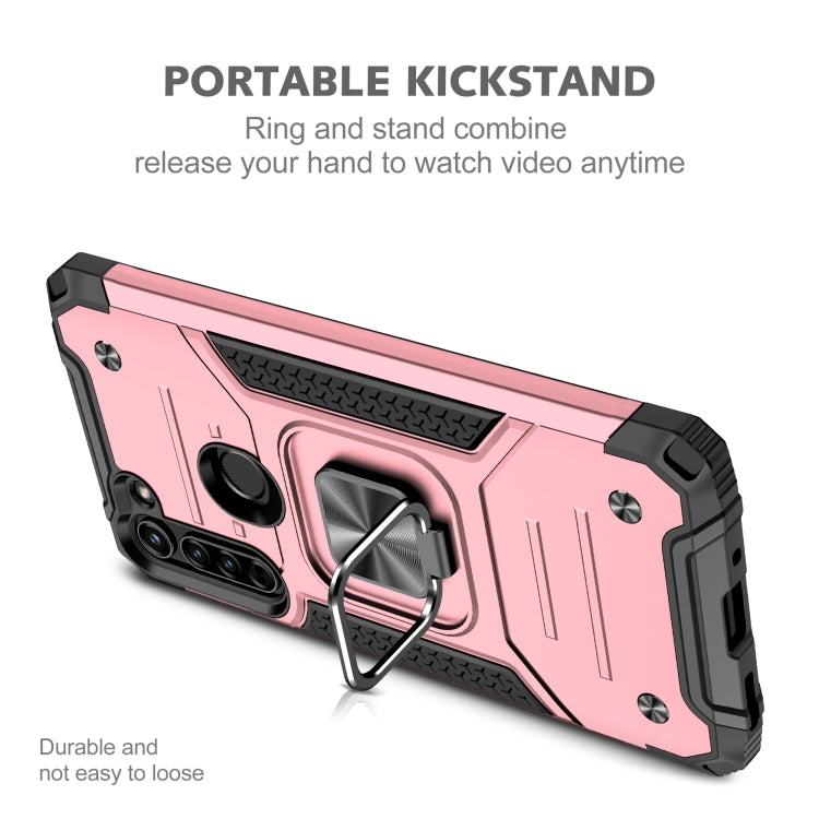 For Motorola Moto G8 Magnetic Armor Shockproof TPU + PC Case with Metal Ring Holder