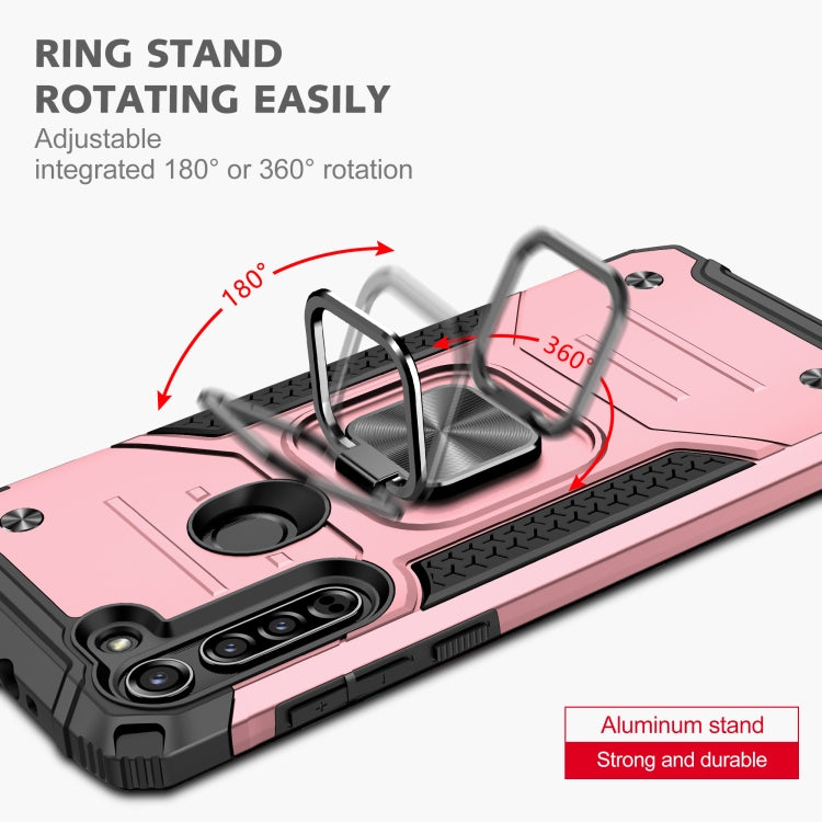 For Motorola Moto G8 Magnetic Armor Shockproof TPU + PC Case with Metal Ring Holder