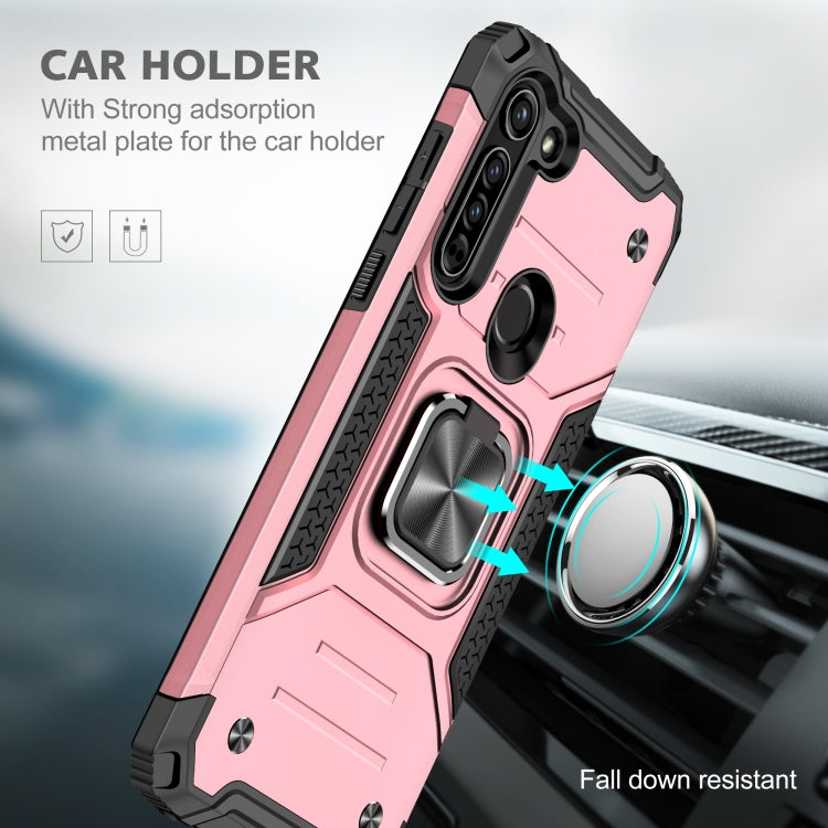 For Motorola Moto G8 Magnetic Armor Shockproof TPU + PC Case with Metal Ring Holder