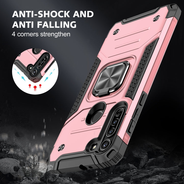 For Motorola Moto G8 Magnetic Armor Shockproof TPU + PC Case with Metal Ring Holder