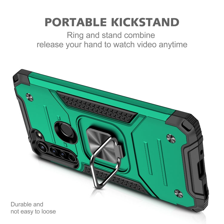 For Motorola Moto G8 Magnetic Armor Shockproof TPU + PC Case with Metal Ring Holder