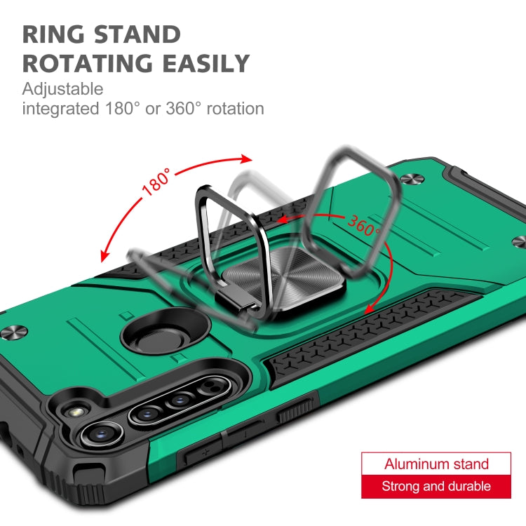 For Motorola Moto G8 Magnetic Armor Shockproof TPU + PC Case with Metal Ring Holder