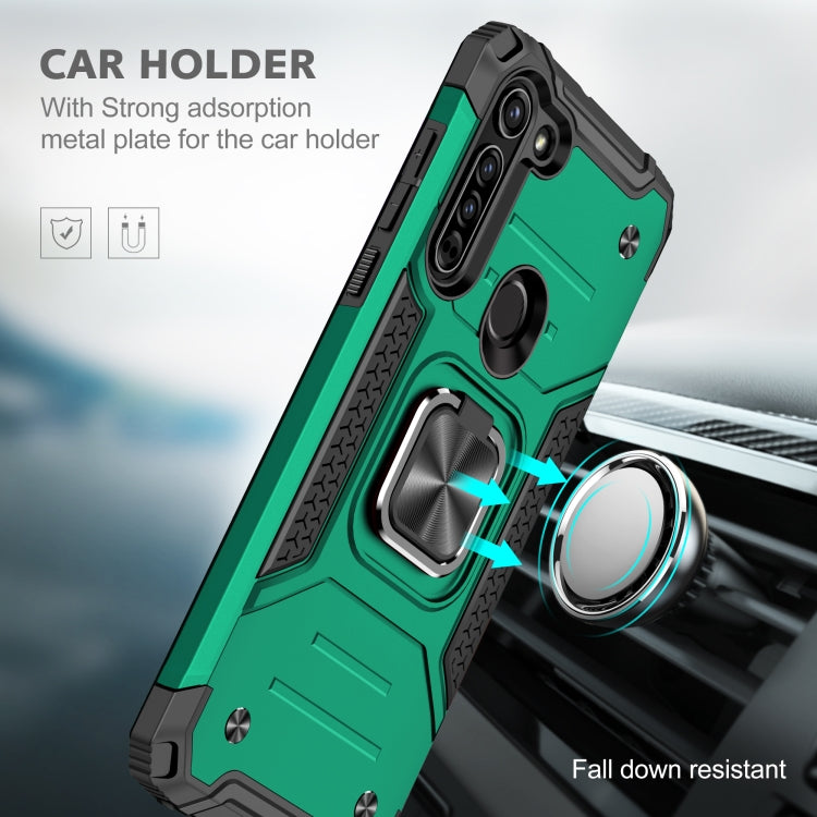 For Motorola Moto G8 Magnetic Armor Shockproof TPU + PC Case with Metal Ring Holder