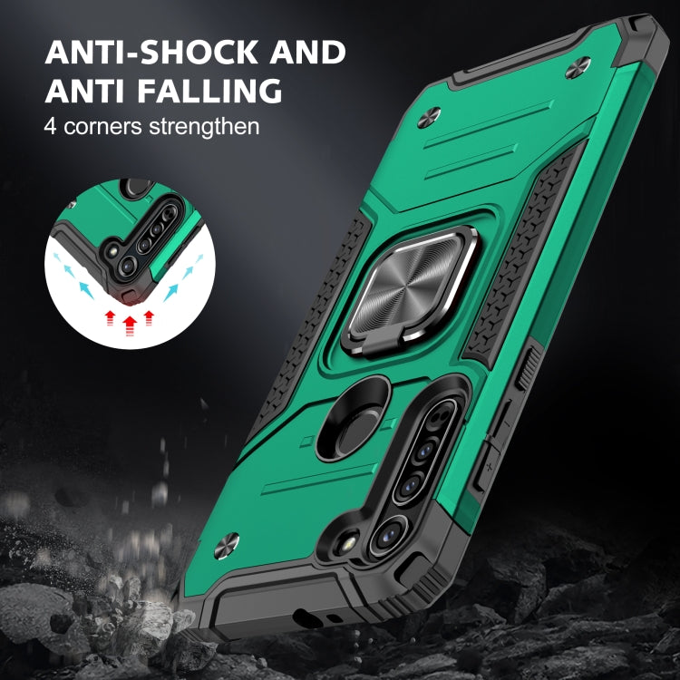 For Motorola Moto G8 Magnetic Armor Shockproof TPU + PC Case with Metal Ring Holder