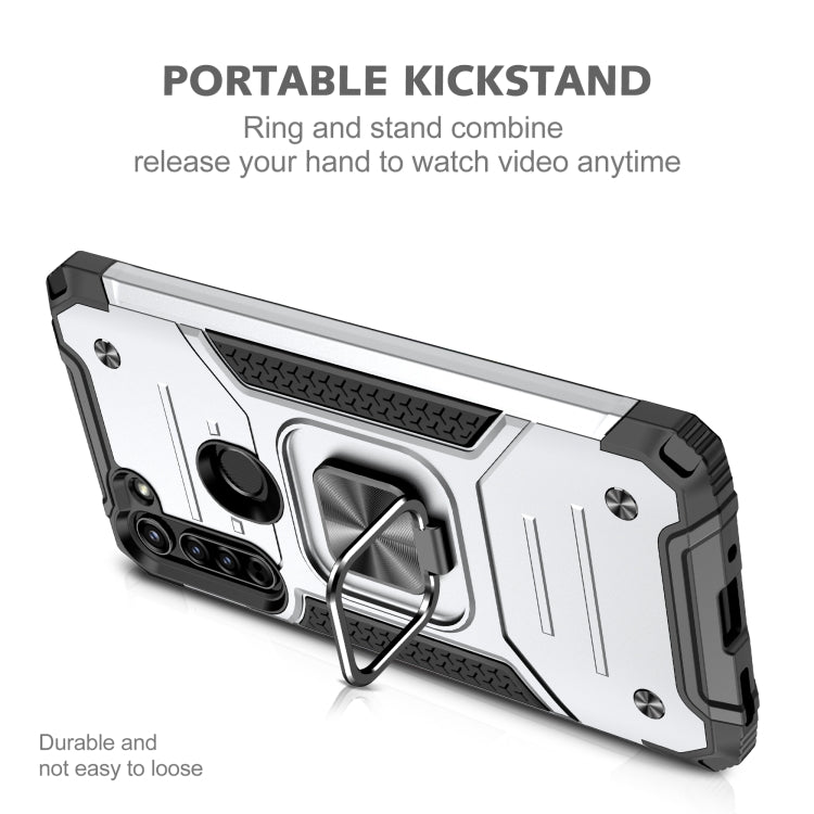 For Motorola Moto G8 Magnetic Armor Shockproof TPU + PC Case with Metal Ring Holder
