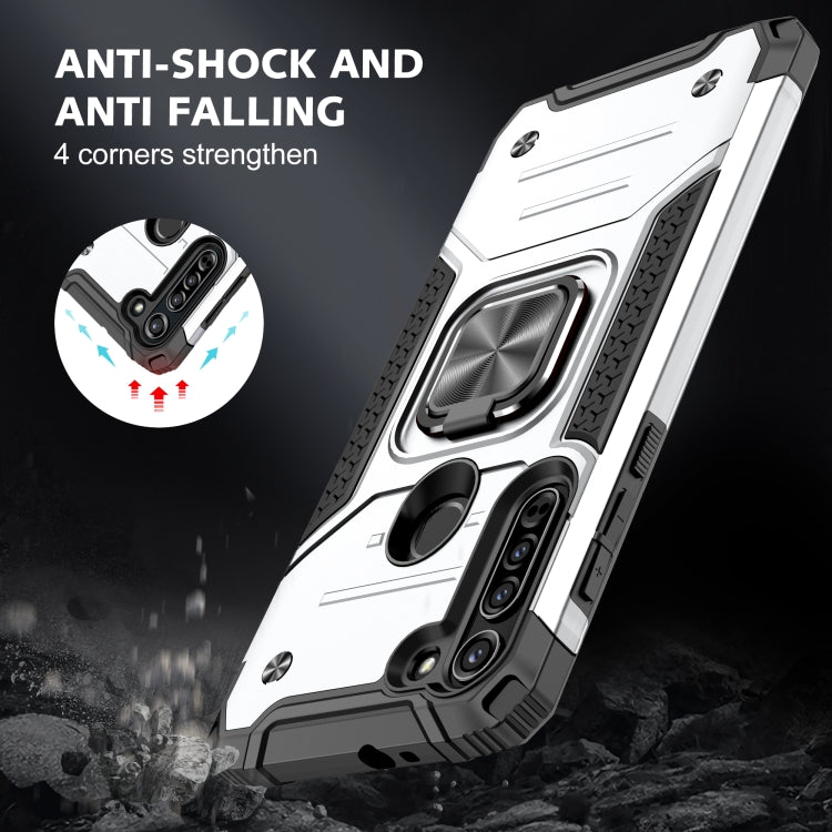 For Motorola Moto G8 Magnetic Armor Shockproof TPU + PC Case with Metal Ring Holder