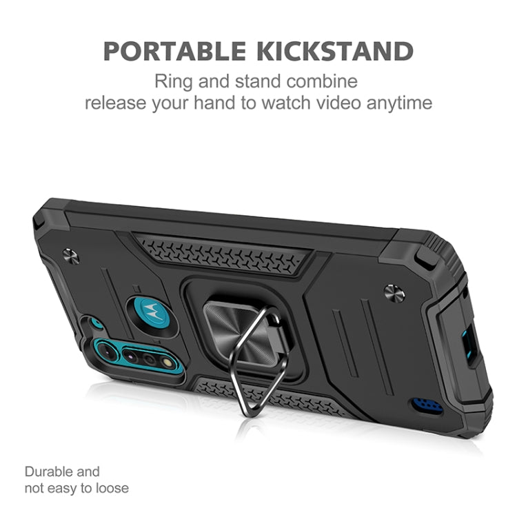 For Motorola Moto G8 Power Lite Magnetic Armor Shockproof TPU + PC Case with Metal Ring Holder
