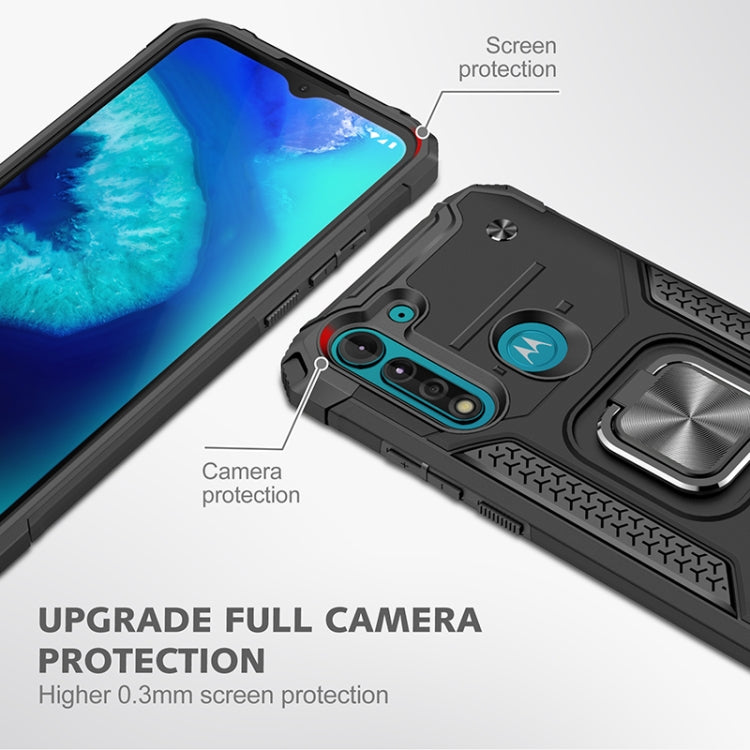 For Motorola Moto G8 Power Lite Magnetic Armor Shockproof TPU + PC Case with Metal Ring Holder