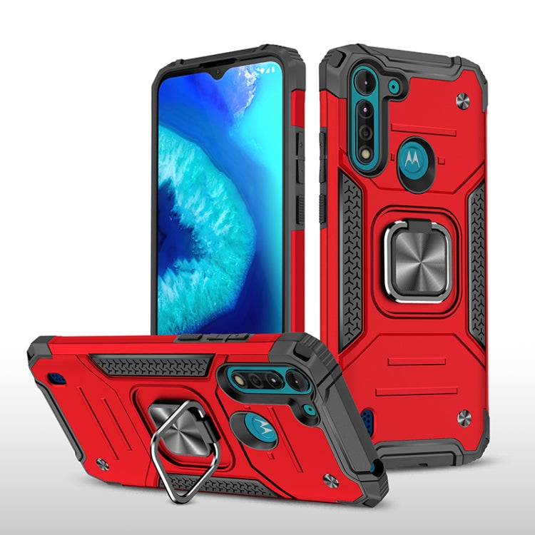 For Motorola Moto G8 Power Lite Magnetic Armor Shockproof TPU + PC Case with Metal Ring Holder