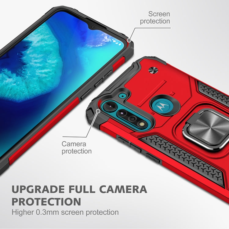 For Motorola Moto G8 Power Lite Magnetic Armor Shockproof TPU + PC Case with Metal Ring Holder
