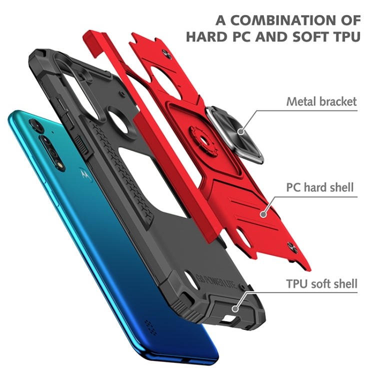 For Motorola Moto G8 Power Lite Magnetic Armor Shockproof TPU + PC Case with Metal Ring Holder