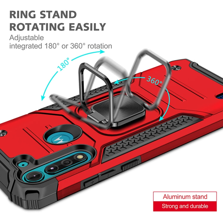 For Motorola Moto G8 Power Lite Magnetic Armor Shockproof TPU + PC Case with Metal Ring Holder