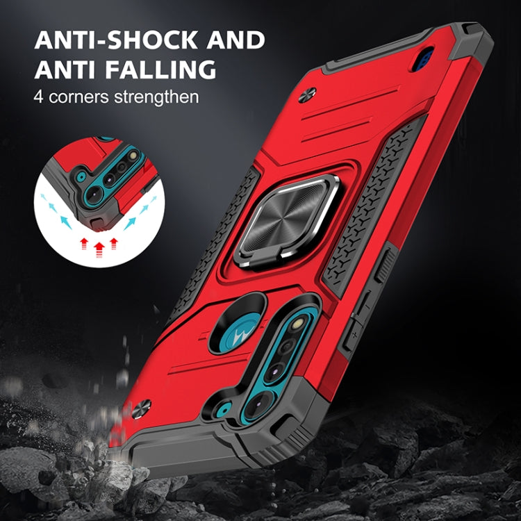 For Motorola Moto G8 Power Lite Magnetic Armor Shockproof TPU + PC Case with Metal Ring Holder