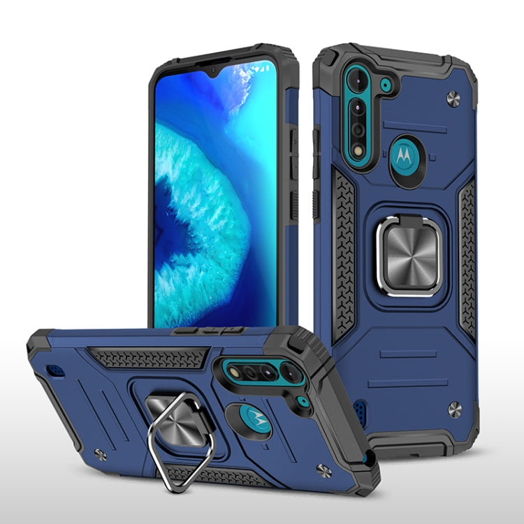 For Motorola Moto G8 Power Lite Magnetic Armor Shockproof TPU + PC Case with Metal Ring Holder