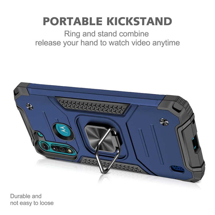 For Motorola Moto G8 Power Lite Magnetic Armor Shockproof TPU + PC Case with Metal Ring Holder