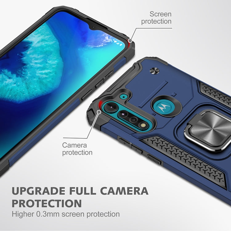 For Motorola Moto G8 Power Lite Magnetic Armor Shockproof TPU + PC Case with Metal Ring Holder